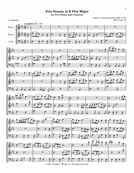 Quantz Trio Sonata in E Flat Major QV 2:Anh 10 image number null