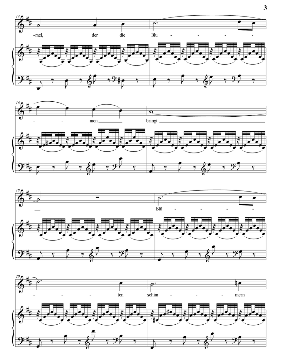 STRAUSS: Wiegenlied, Op. 41 no. 1 (transposed to D major) Piano, Vocal scores gallery preview page 4