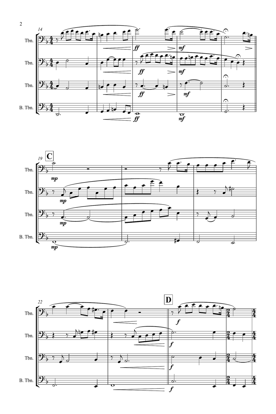 Nessun Dorma - Trombone Choir Brass Quartet scores gallery preview page 2