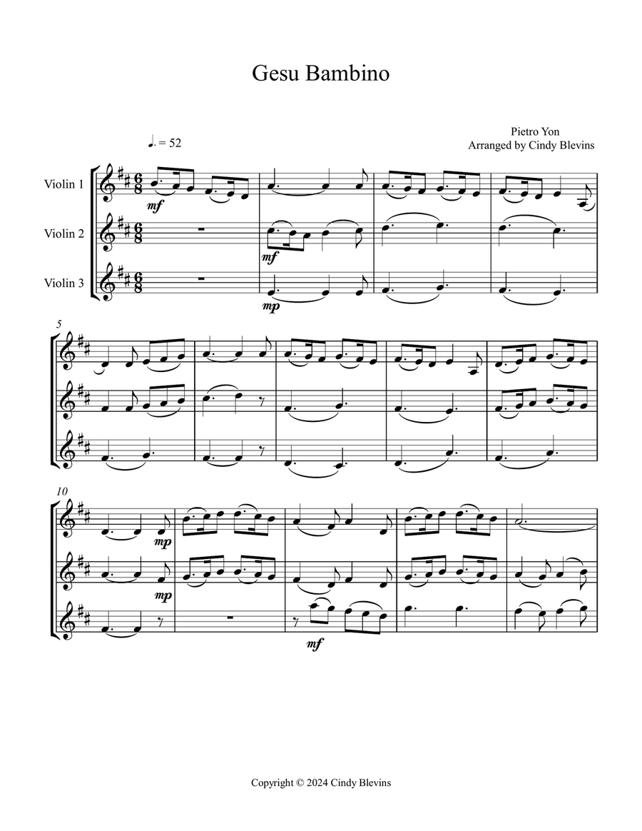 Gesu Bambino, for Violin Trio String Trio scores gallery preview page 2