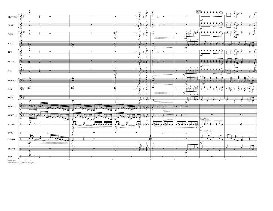 The Devil Went Down to Georgia - Full Score Marching Band scores gallery preview page 3