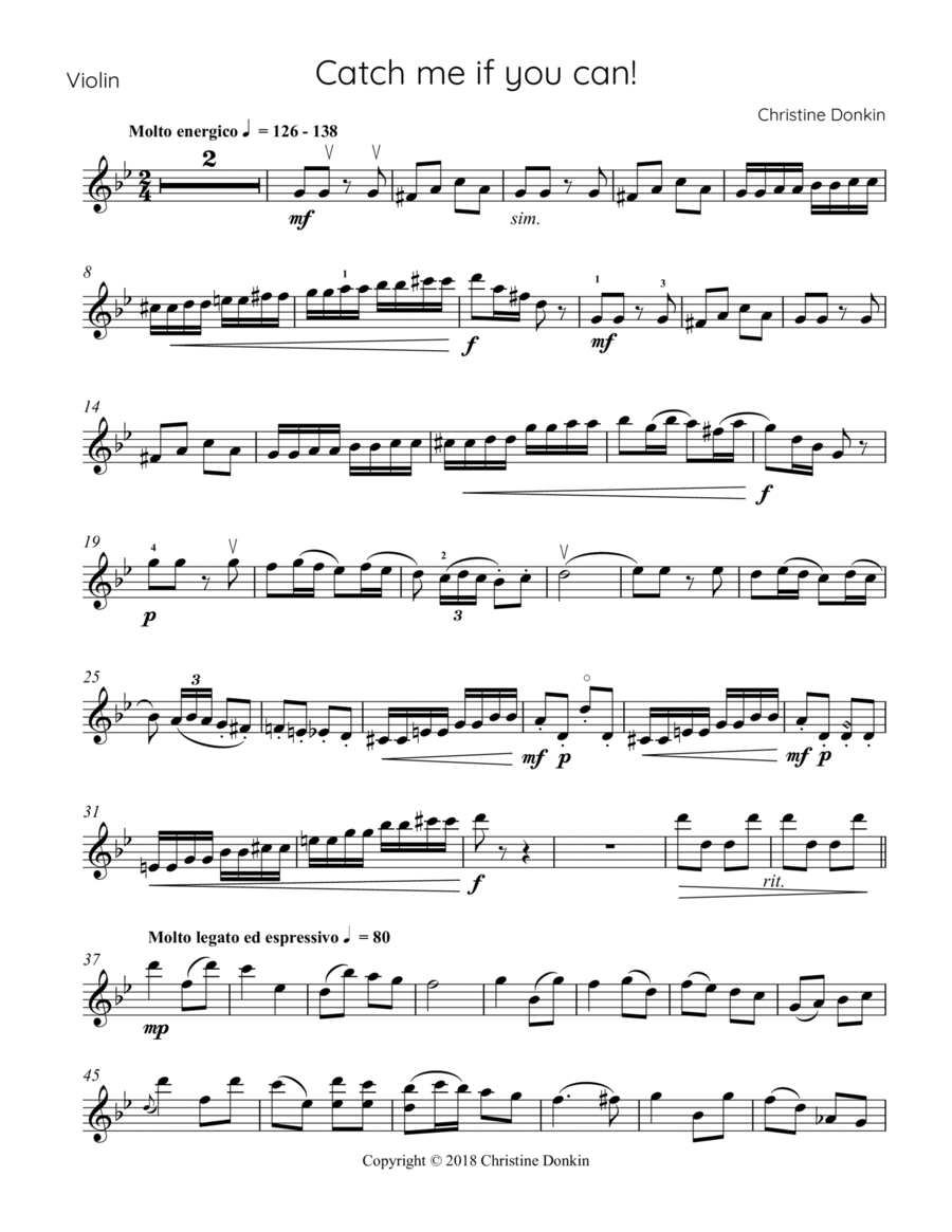 Catch me if you can! Violin Solo scores gallery preview page 1