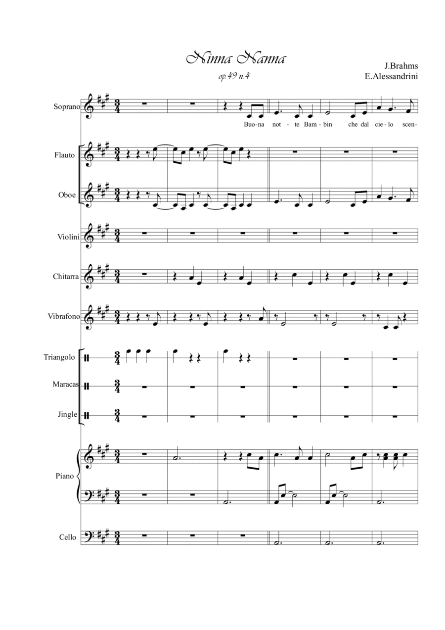 Lullaby op.49 n.4 - Score Only Full Orchestra scores gallery preview page 1