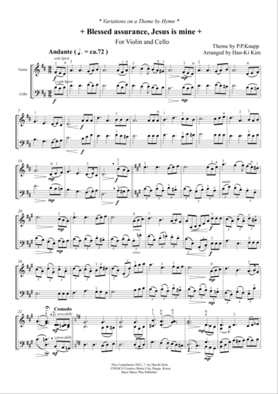 Blessed Assurance Jesus is mine (For Violin and Cello) String Duet scores gallery preview page 2