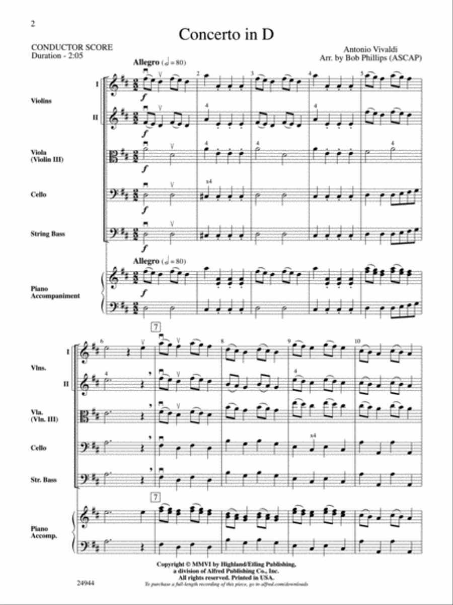 Concerto in D Concerto in D String Orchestra scores gallery preview page 2