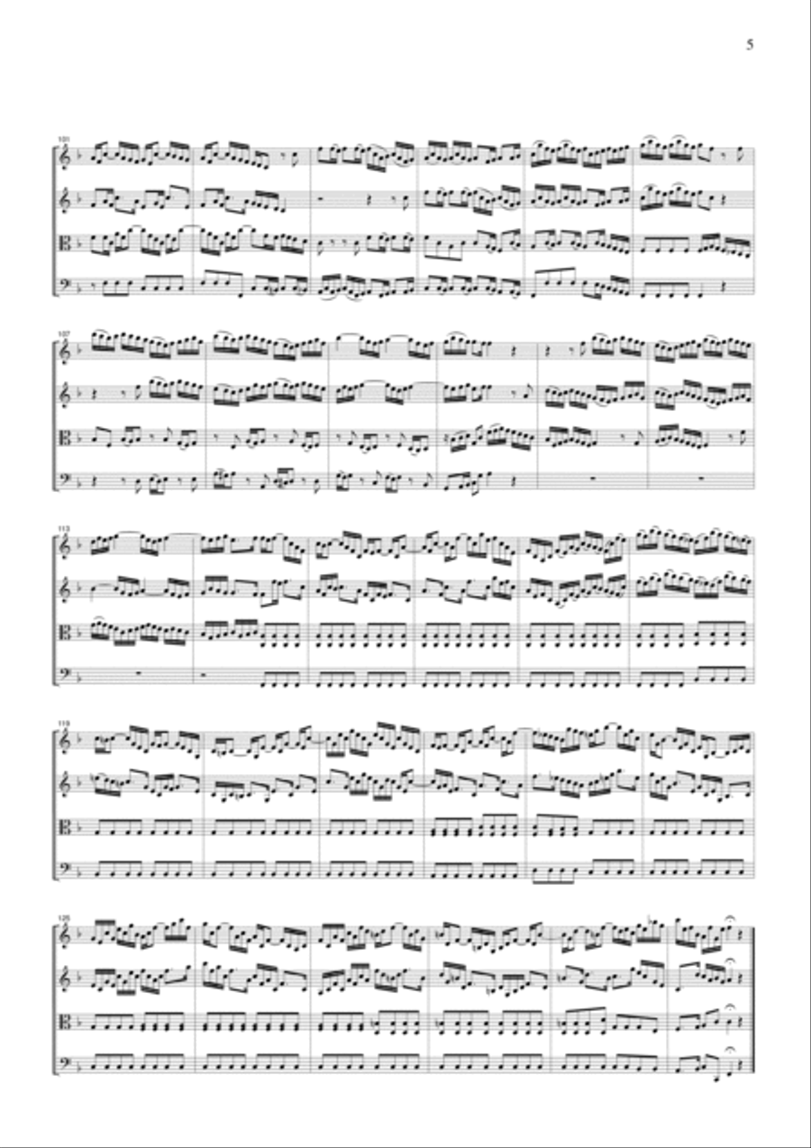 J.S.Bach Brandenburg Concerto No.6, all mvts. for String Quartet, for string quartet, CB227 String Quartet scores gallery preview page 5