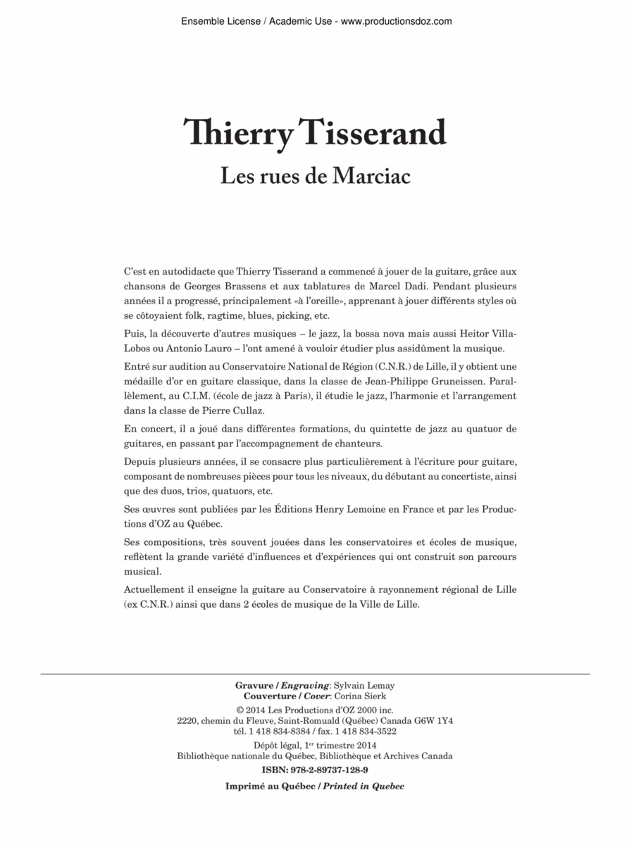 Les rues de Marciac Guitar Ensemble scores gallery preview page 1