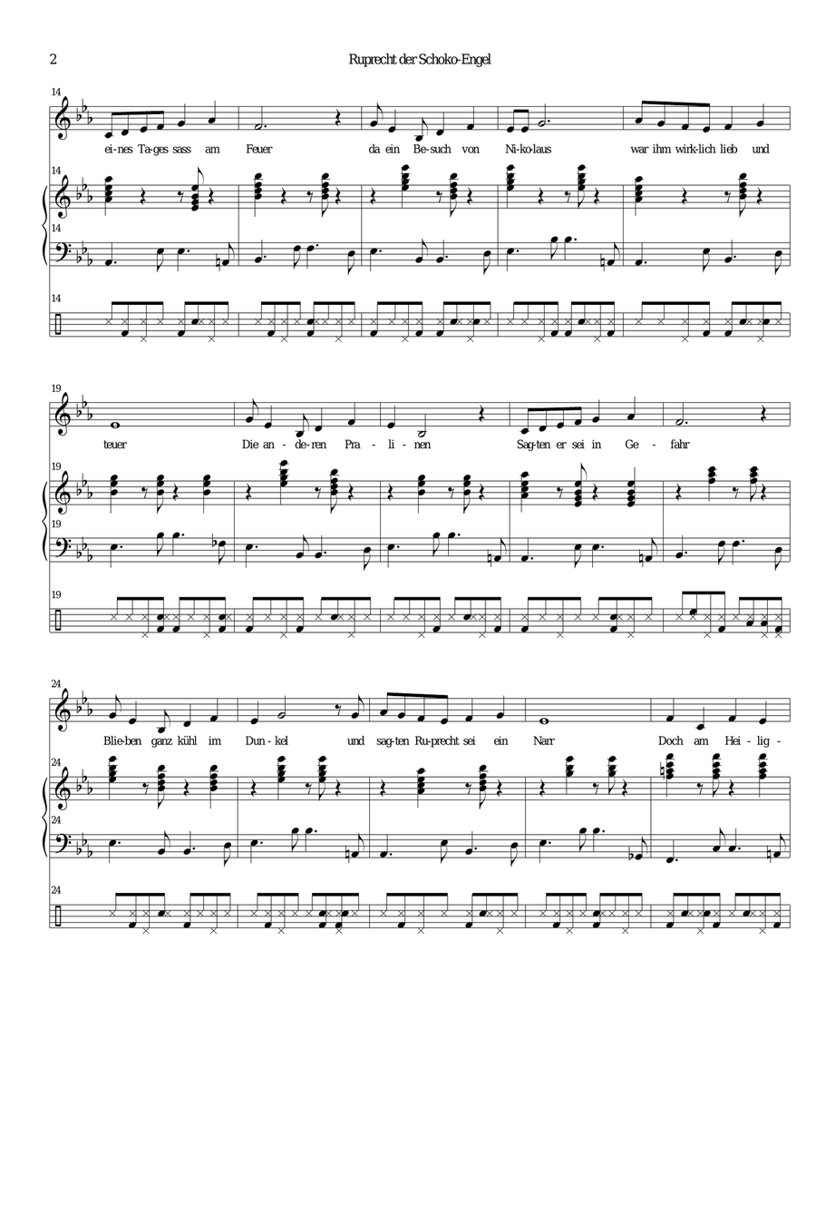 Ruprecht der Schoko-Engel (German version of Rupert the chocolate angel) Unison Choir scores gallery preview page 2