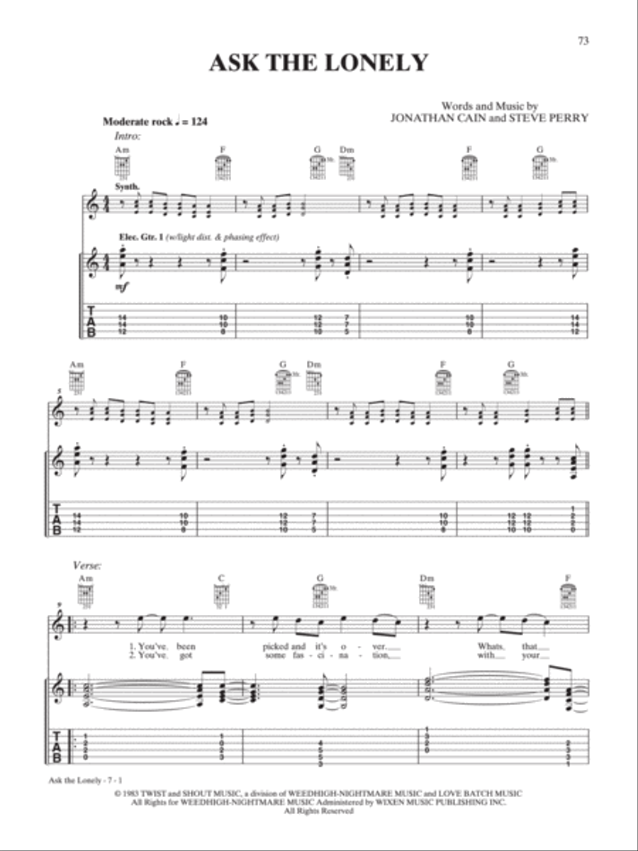 Ask the Lonely Guitar Tablature scores gallery preview page 1