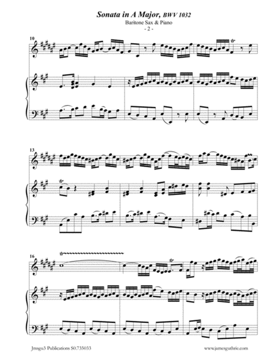 BACH: Sonata in A BWV 1032 for Baritone Sax & Piano image number null