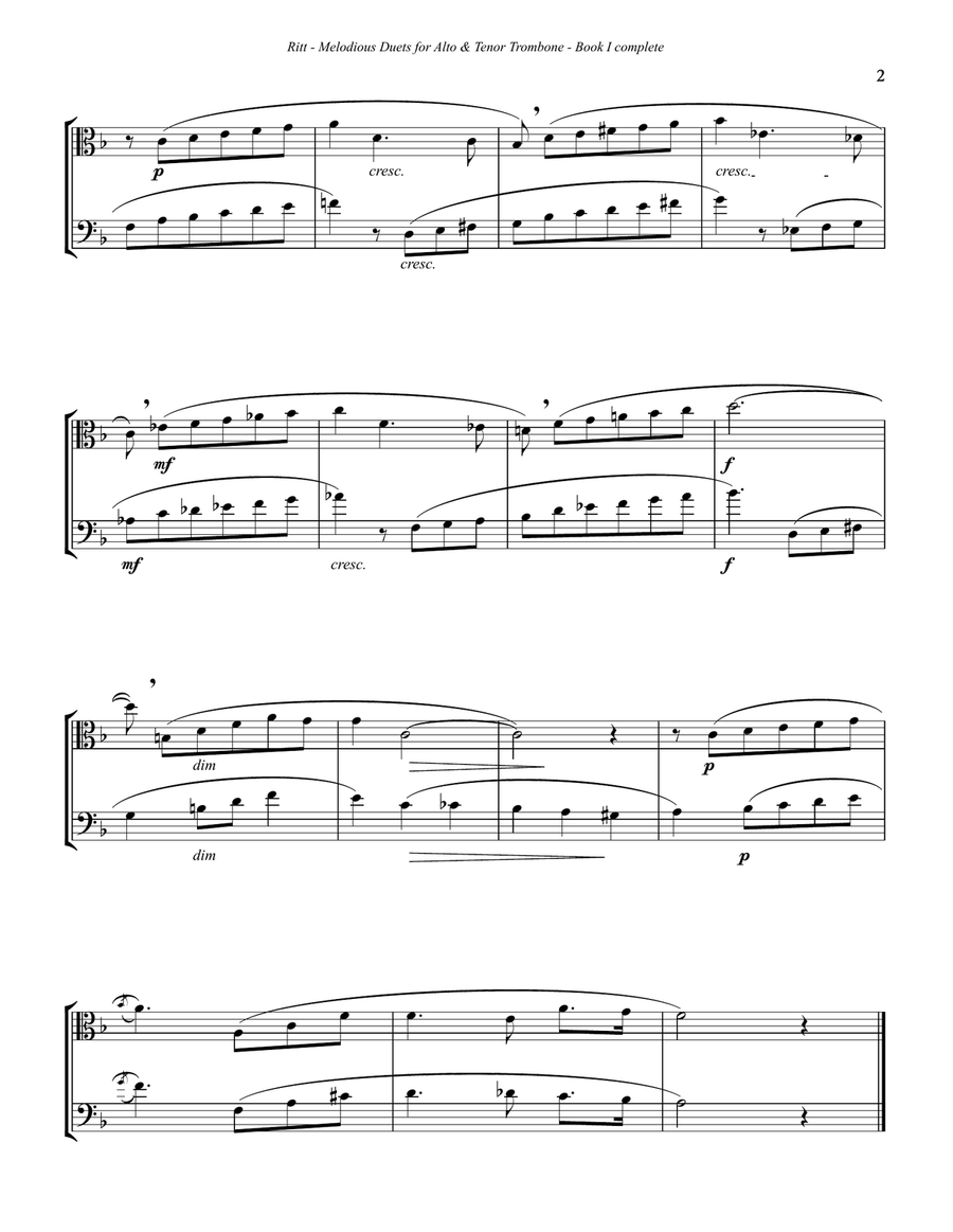 Melodious Duets to Rochut Bordogni Etudes for Alto and Tenor Trombones Book 1 complete Trombone Duet scores gallery preview page 4