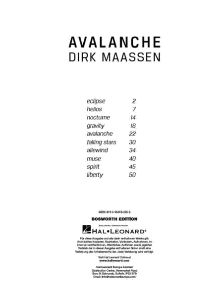 Dirk Maassen: Avalanche - Songbook fur Klavier