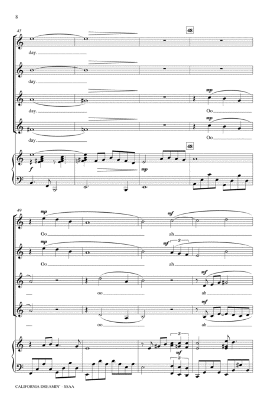 California Dreamin' (arr. Mac Huff) SSAA scores gallery preview page 8