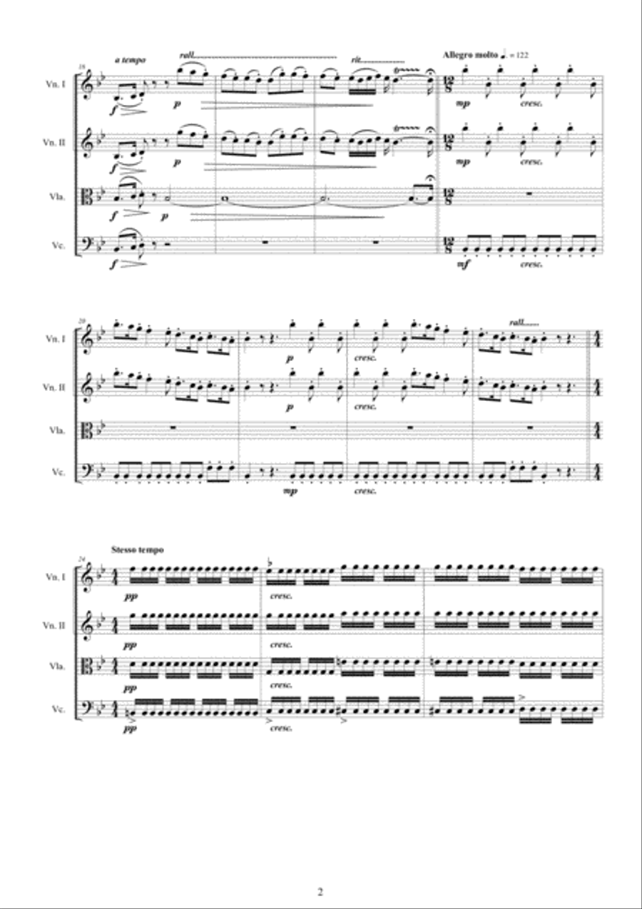 Vivaldi - Concerto 'Conca' in B flat major RV 163 for String Quartet String Quartet scores gallery preview page 2