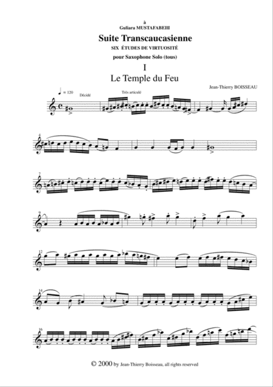 Jean-Thierry Boisseau: Suite Transcaucasienne for solo saxophone (any) Alto Saxophone scores gallery preview page 2