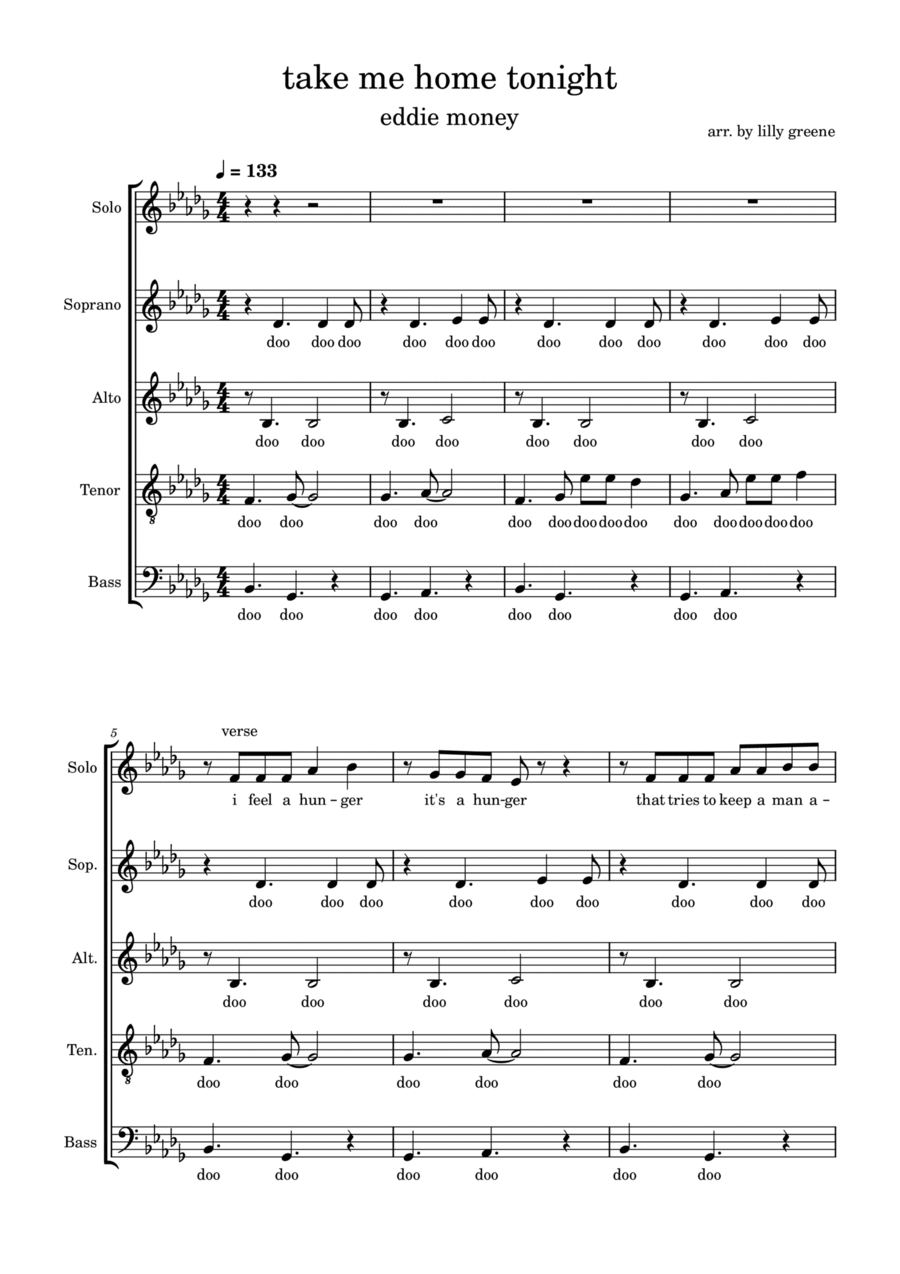 Take Me Home Tonight 4-Part scores gallery preview page 1