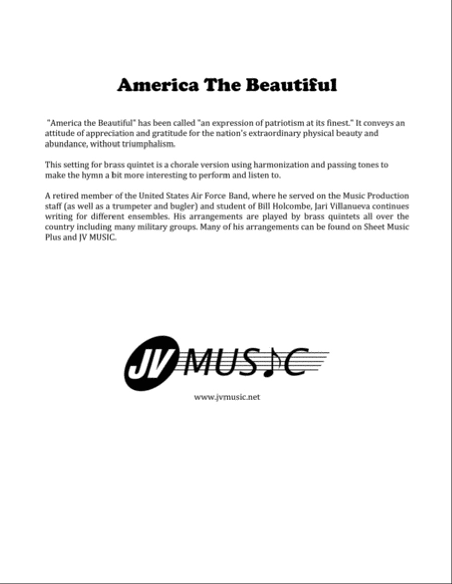 America The Beautiful (Chorale Version) for Brass Quintet Brass Quintet scores gallery preview page 2