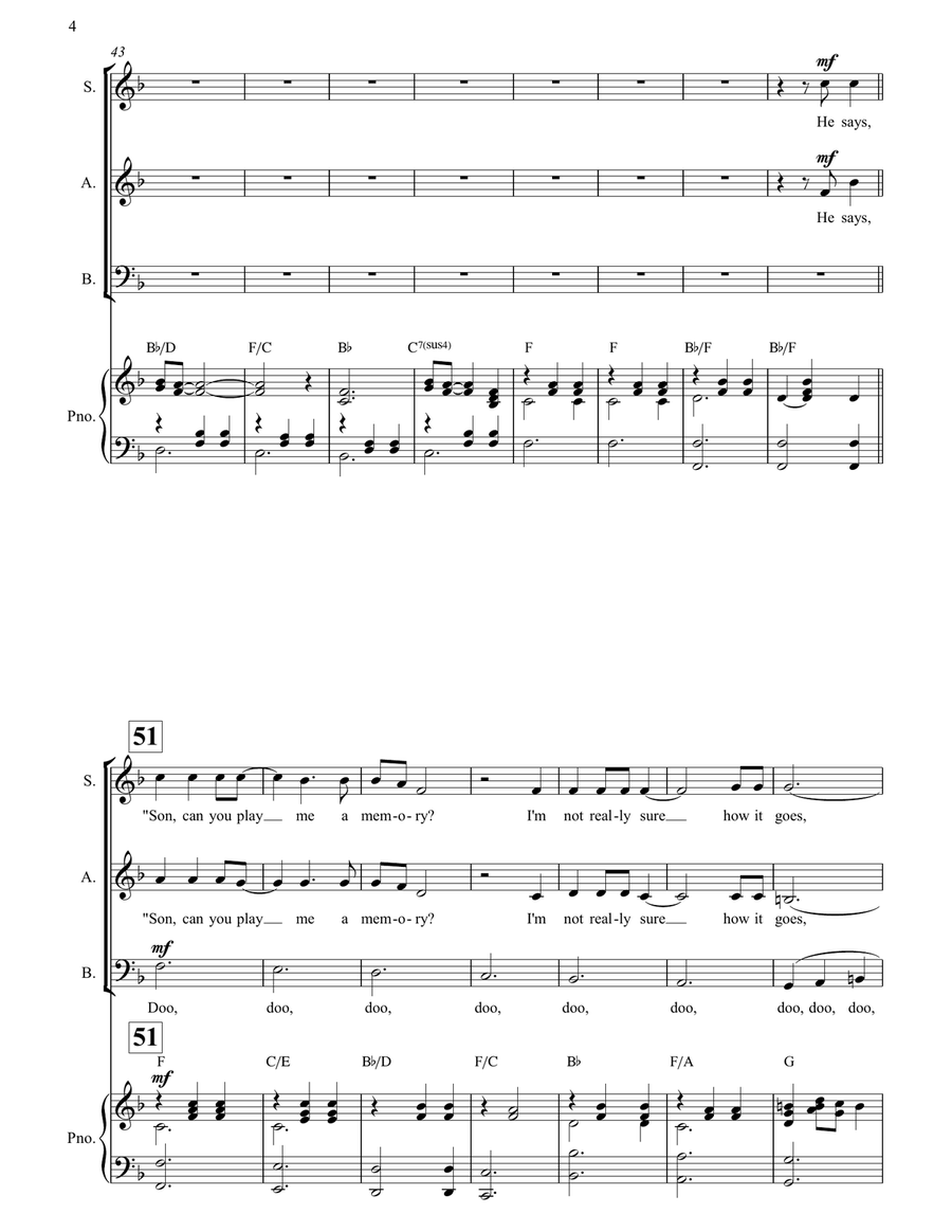 Piano Man 3-Part scores gallery preview page 4