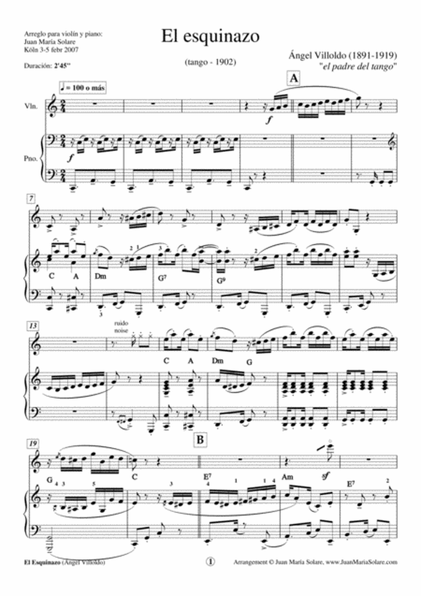 El esquinazo [violin + piano]