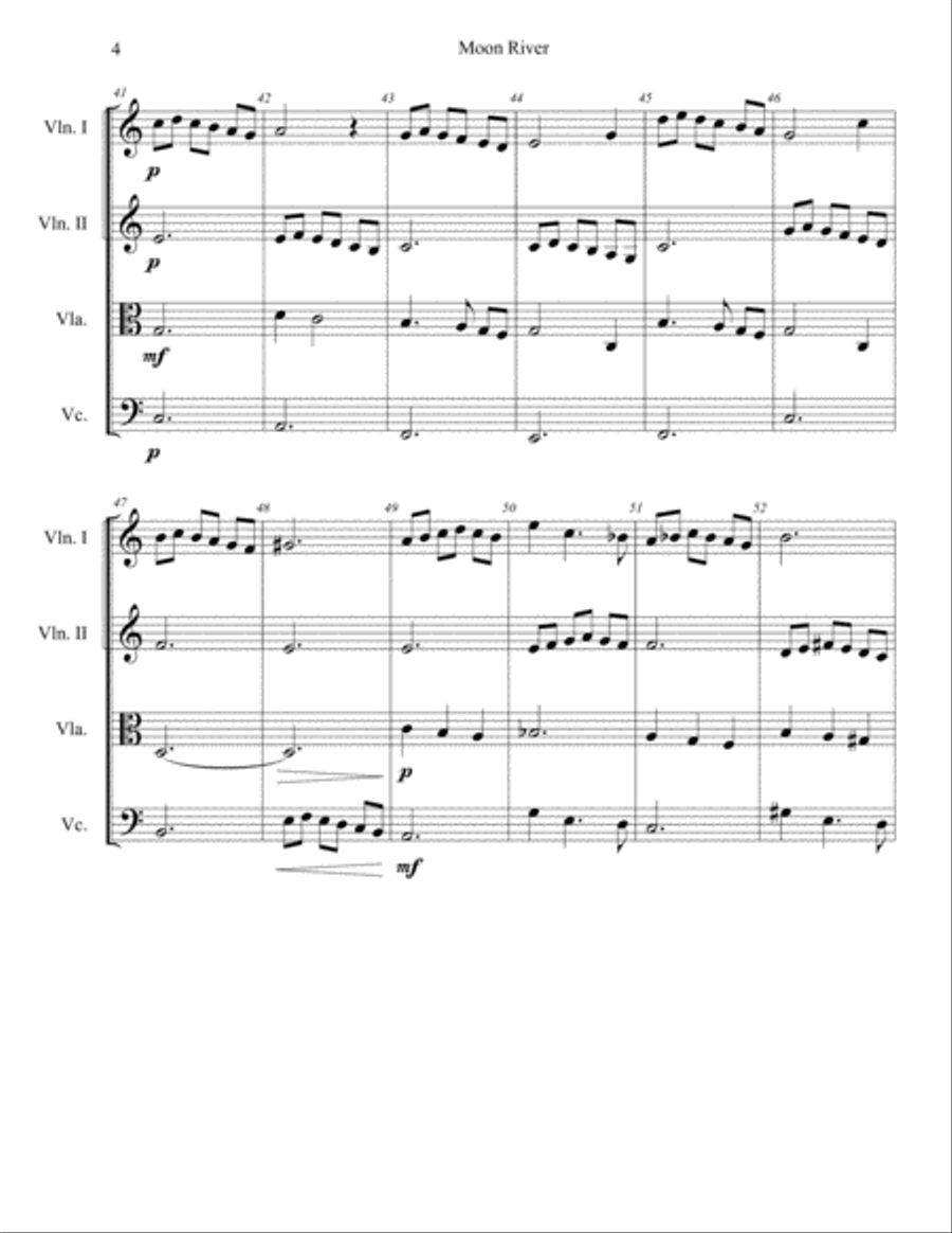 Moon River String Quartet scores gallery preview page 4