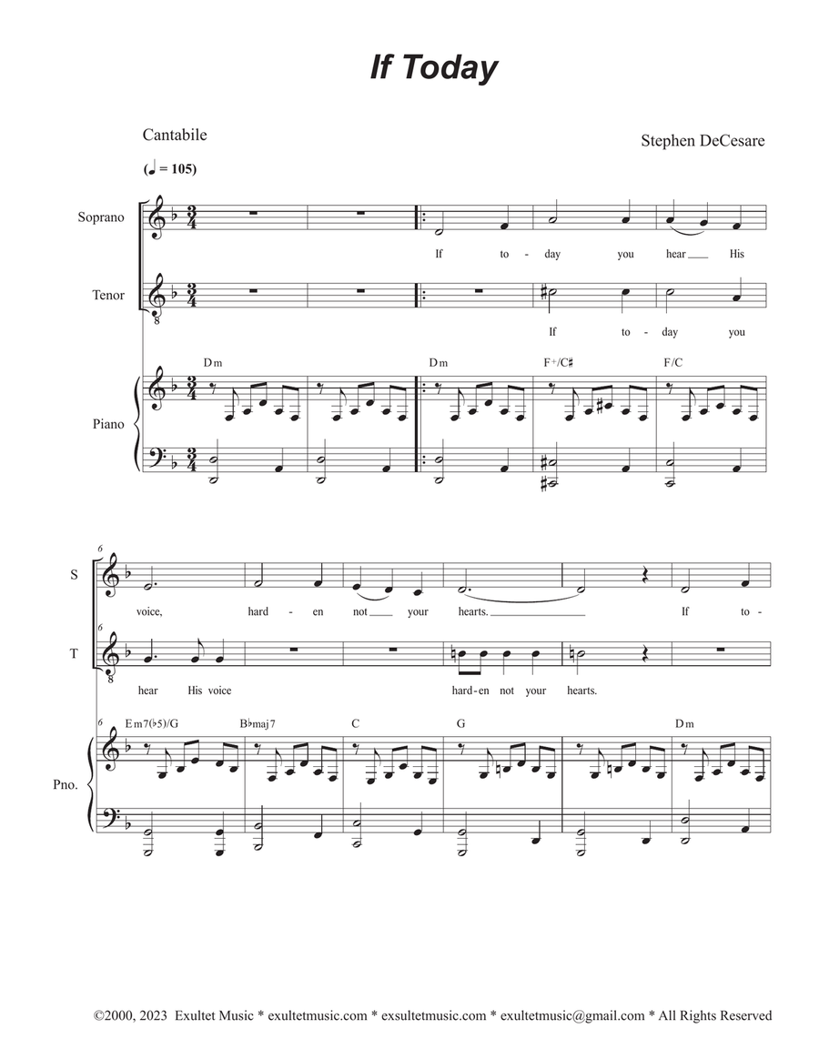 If Today (2-part choir - (Soprano and Tenor) (Easy Choir Version) 2-Part scores gallery preview page 1