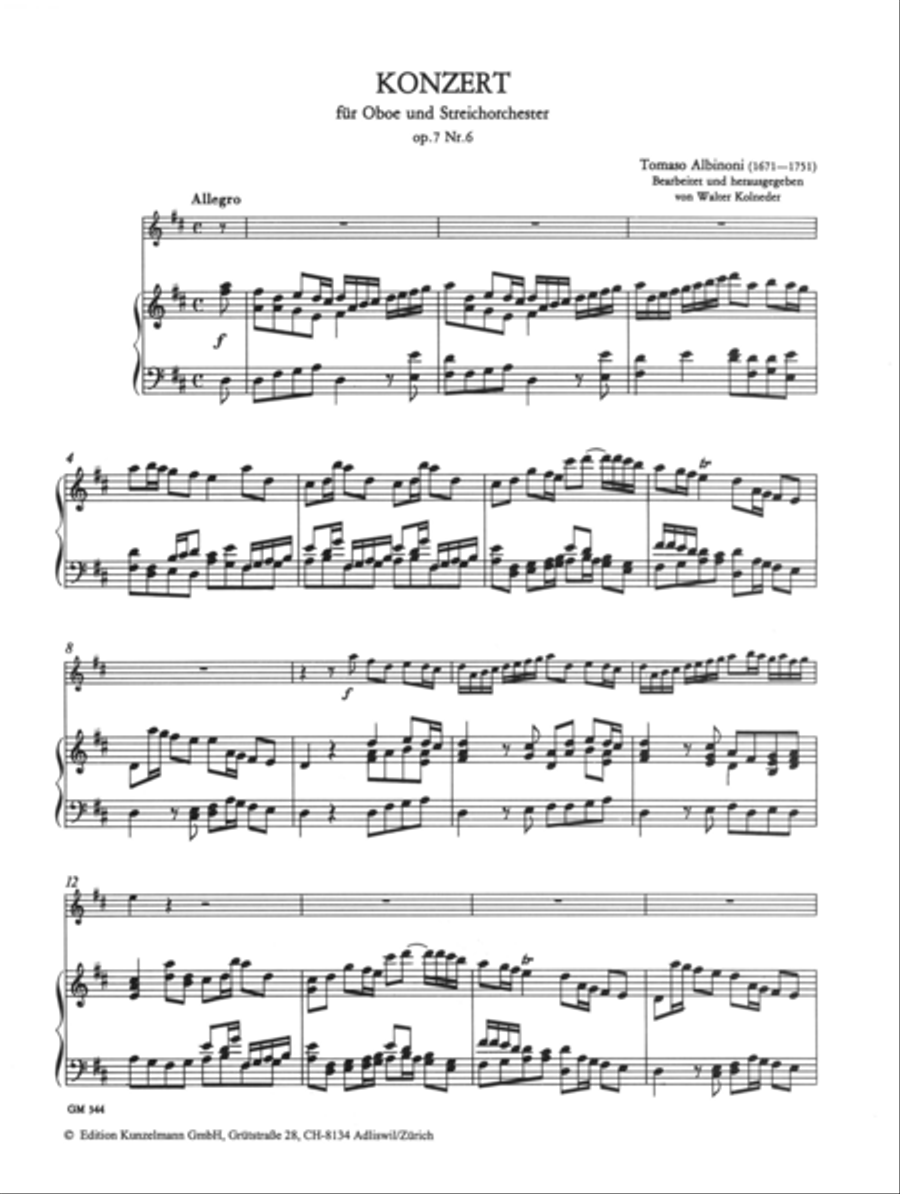 Concerto for oboe Op. 7/6 Piano scores gallery preview page 2
