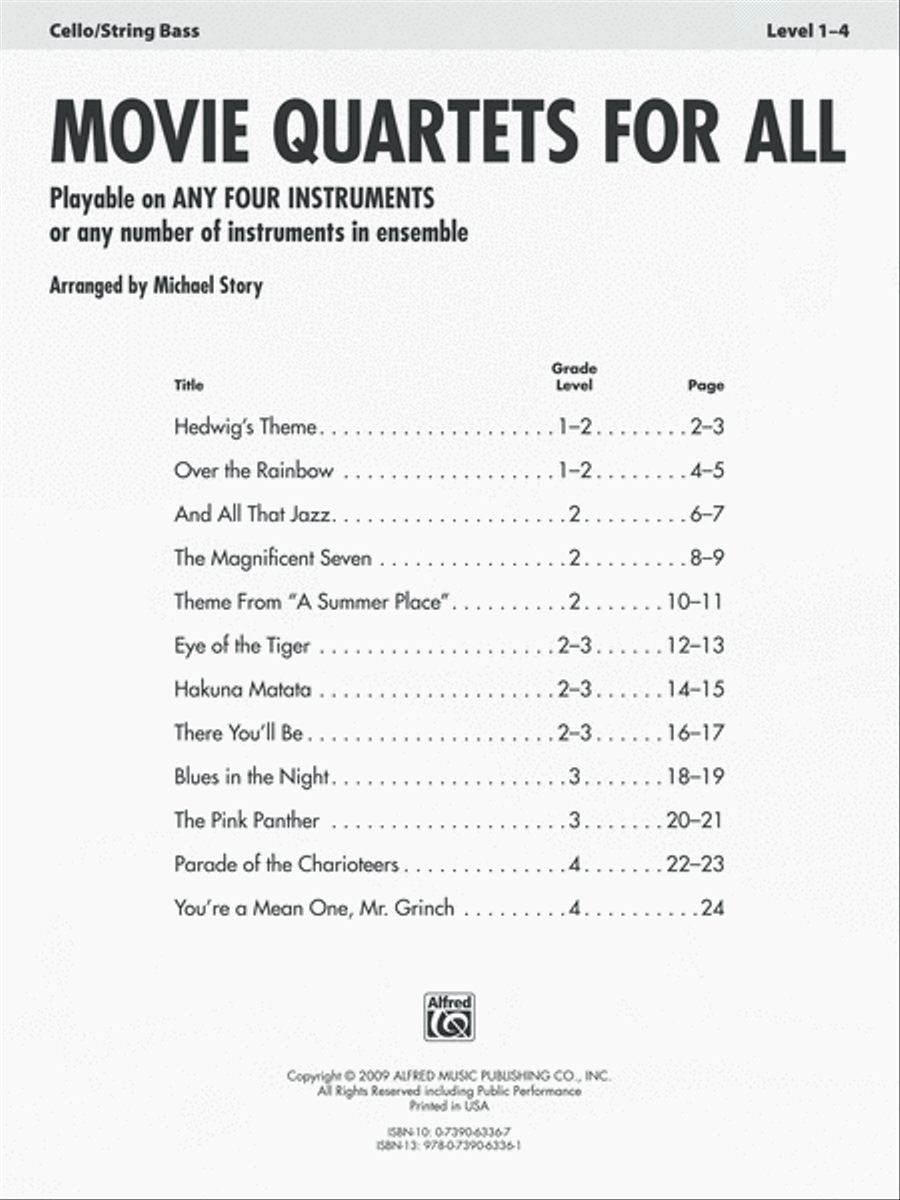 Movie Quartets for All Small Ensemble scores gallery preview page 2