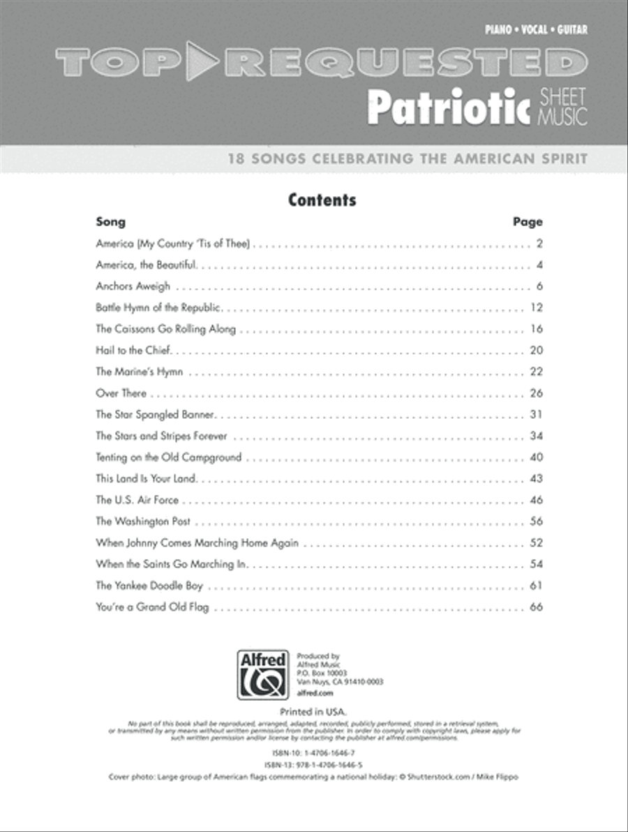 Top-Requested Patriotic Sheet Music Piano, Vocal, Guitar scores gallery preview page 6