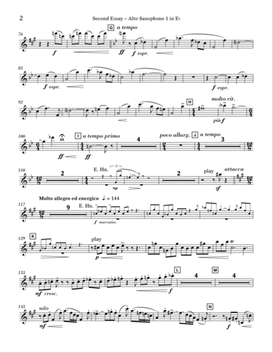 Second Essay - Eb Alto Saxophone 1 Concert Band scores gallery preview page 2