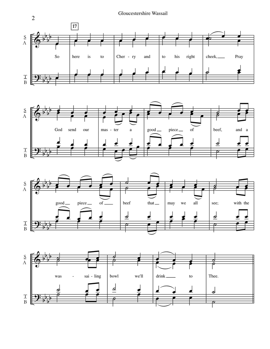 Gloucestershire Wassail [SATB madrigal] 4-Part scores gallery preview page 2