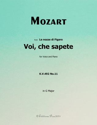 Voi,che sapete,by Mozart,in G Major