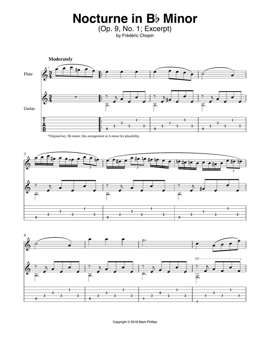 Nocturne in B-flat Minor (Op. 9, No. 1) Flute scores gallery preview page 1