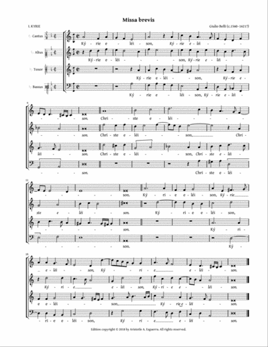Missa brevis a 4 (Belli) 4-Part scores gallery preview page 1