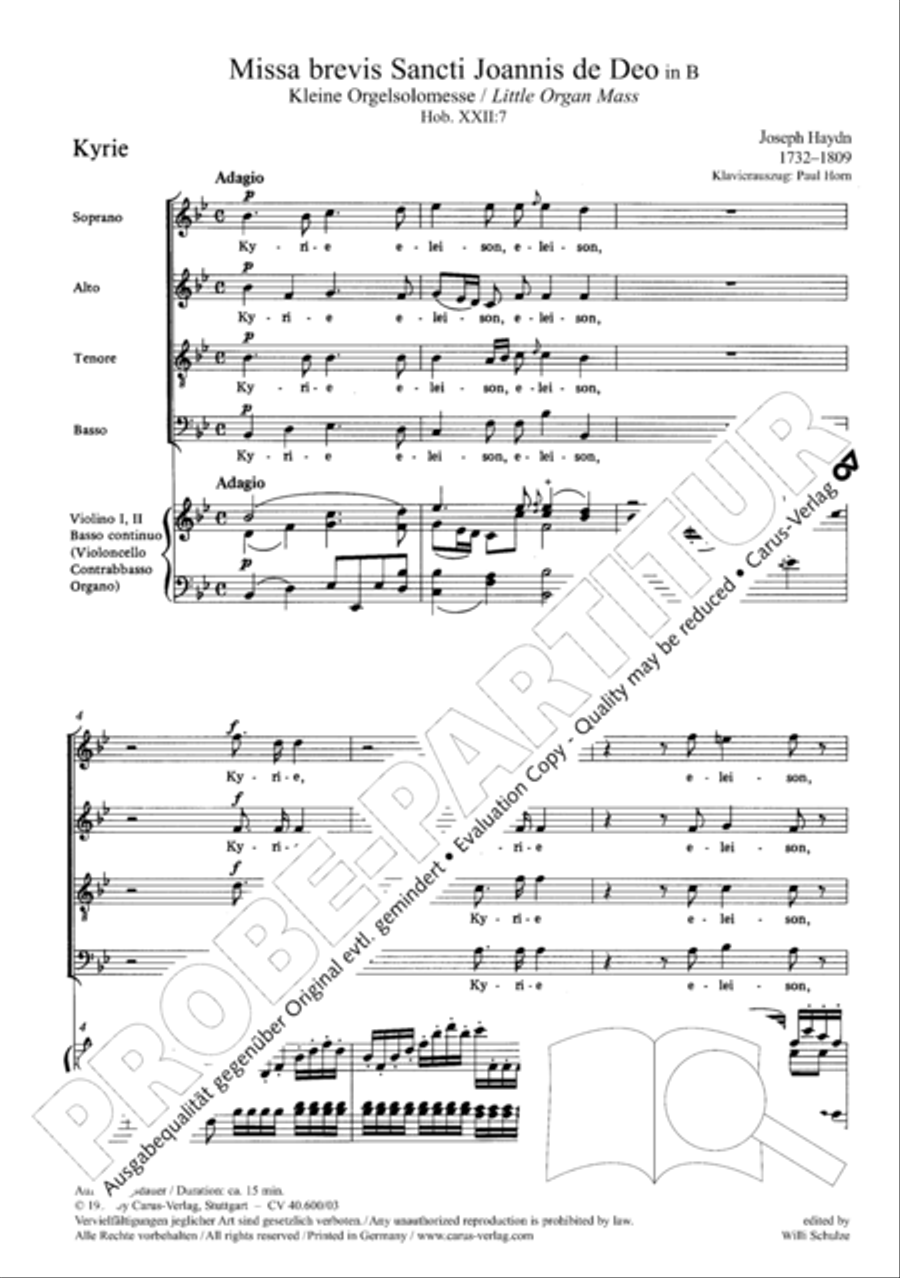 Missa brevis Sti. Joannis de Deo (Kleine Orgelsolomesse) 4-Part scores gallery preview page 7
