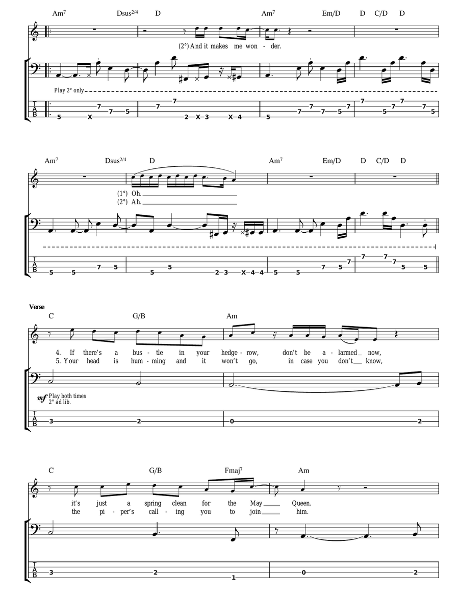 Stairway To Heaven Bass Guitar Tablature scores gallery preview page 3
