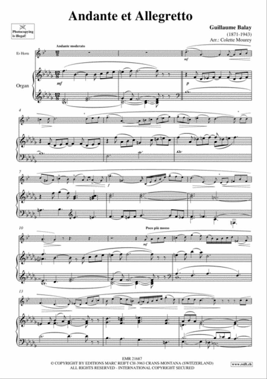Andante et Allegretto Horn scores gallery preview page 3