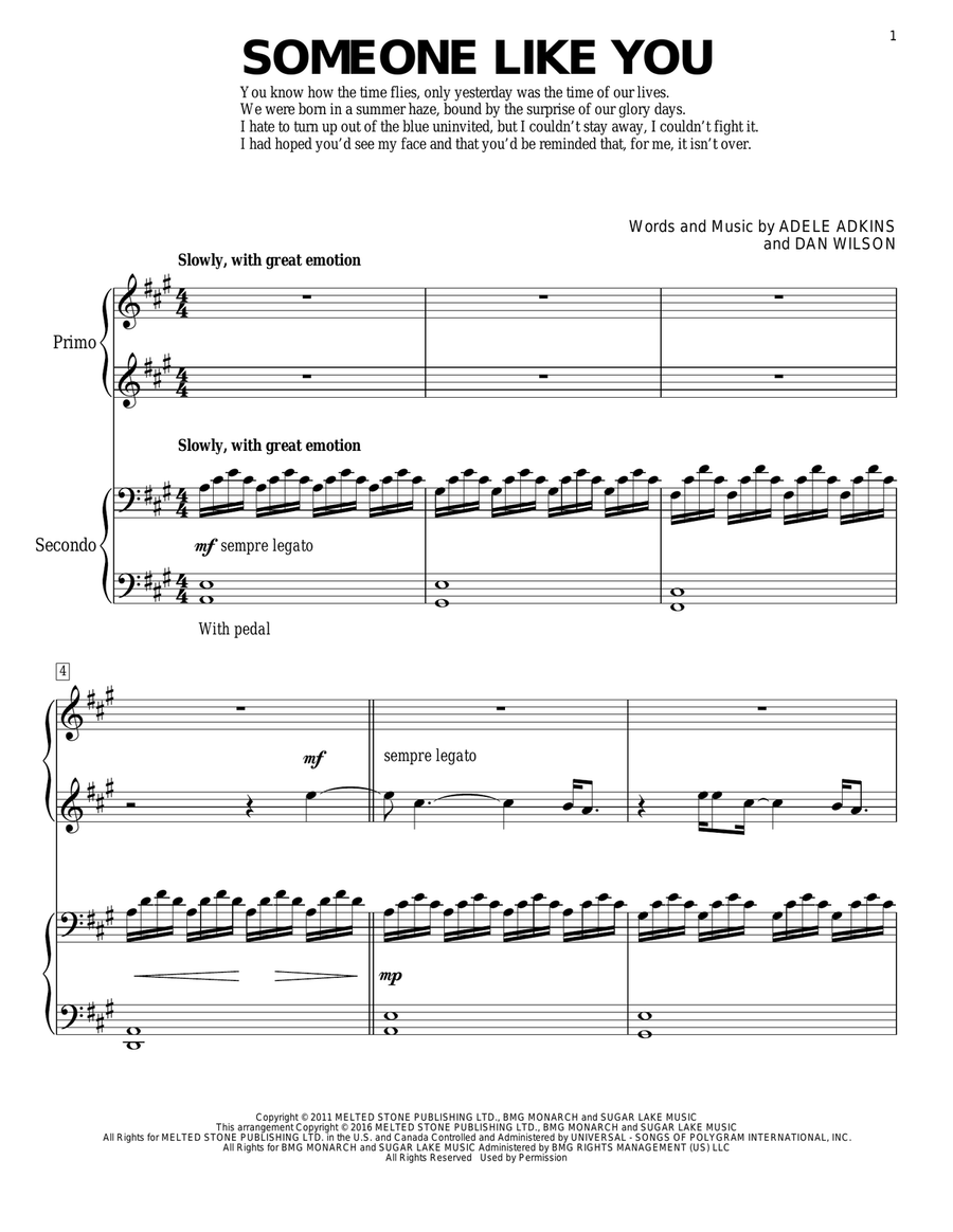 Someone Like You Piano Duet scores gallery preview page 1