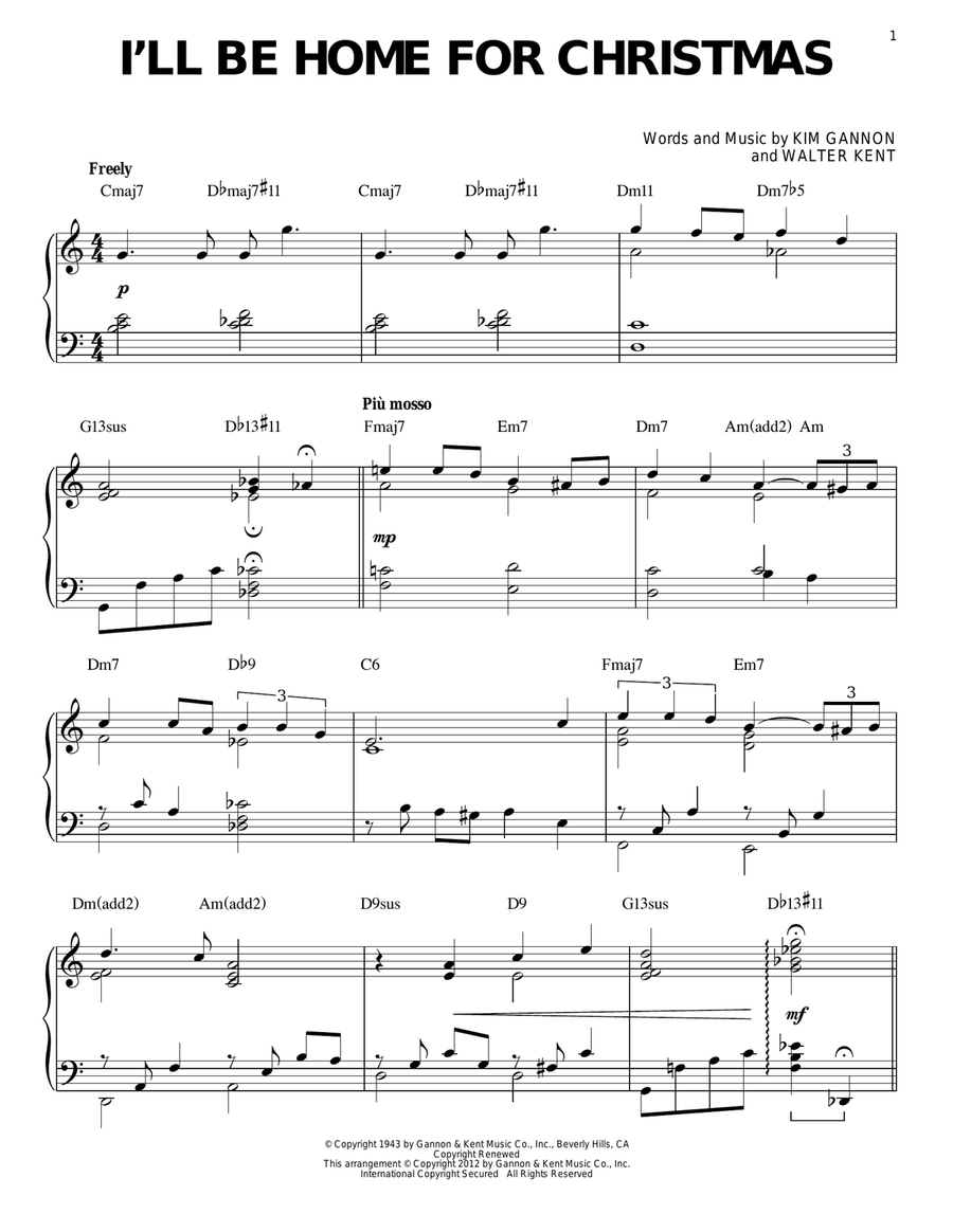 I'll Be Home For Christmas [Jazz version] (arr. Brent Edstrom) Piano Solo scores gallery preview page 1