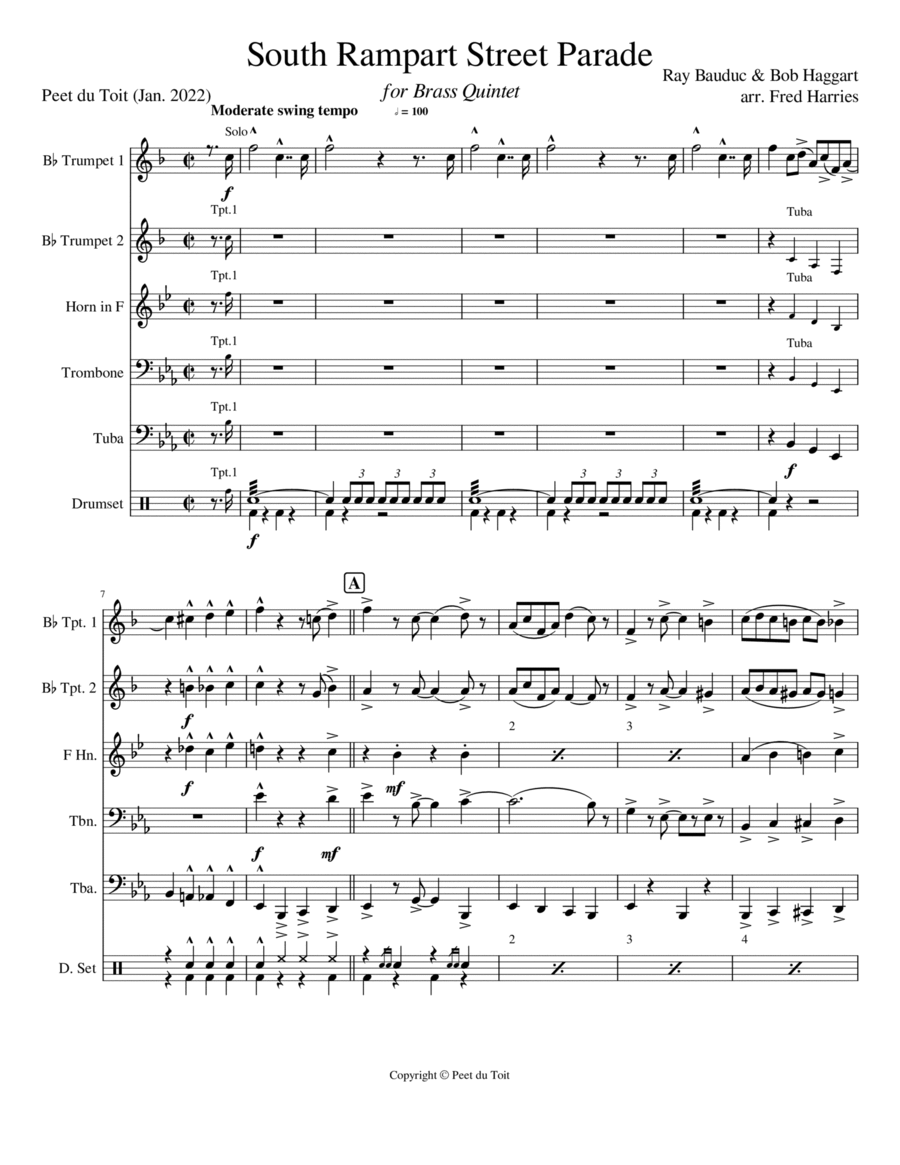 South Rampart Street Parade (instrumental) Small Ensemble scores gallery preview page 1