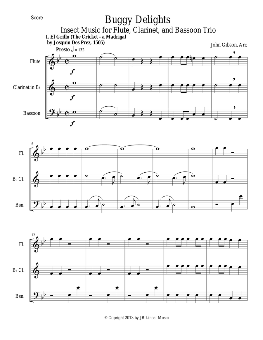 Buggy Delights for Flute, Clarinet, and Bassoon Trio Woodwind Trio scores gallery preview page 1