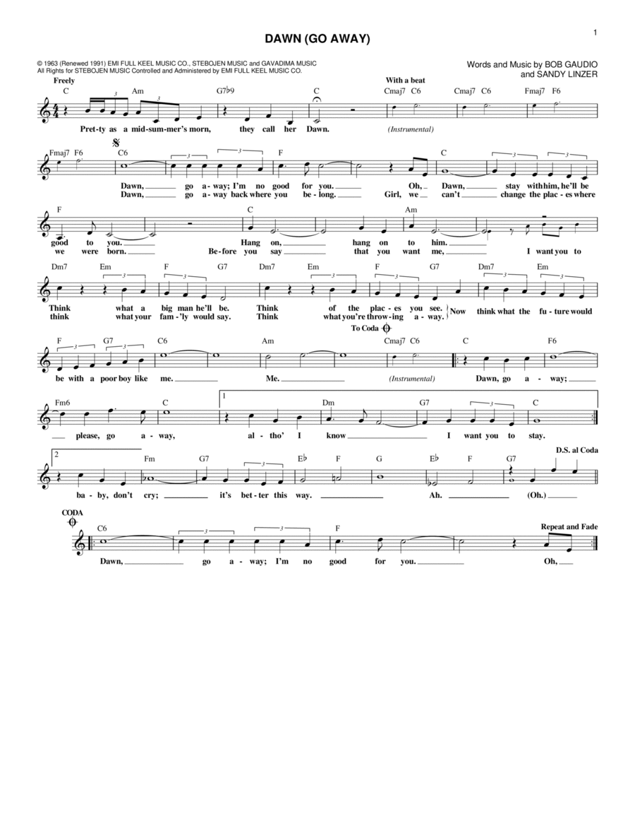 Dawn (Go Away) Acoustic Guitar scores gallery preview page 1