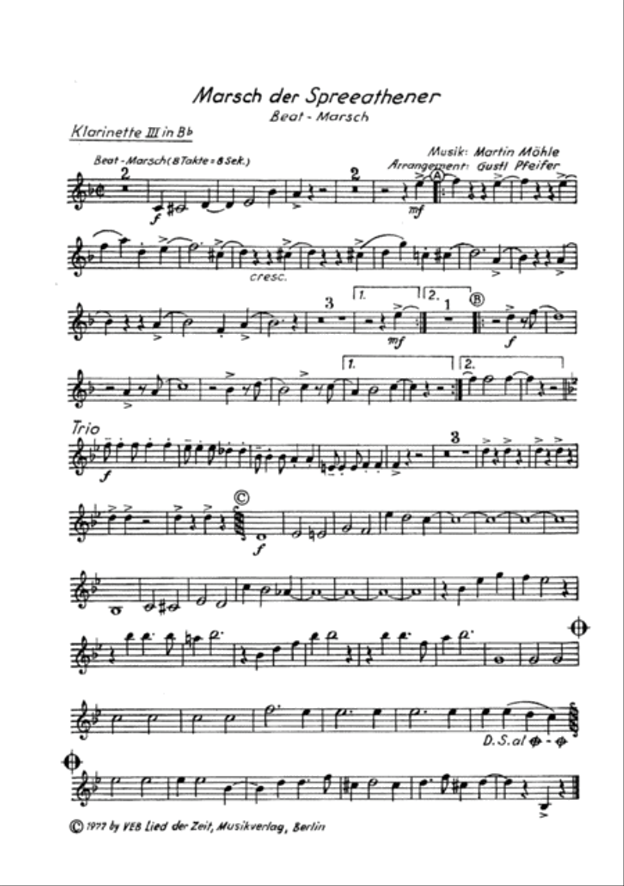 Marsch der Spreeathener Clarinet scores gallery preview page 6