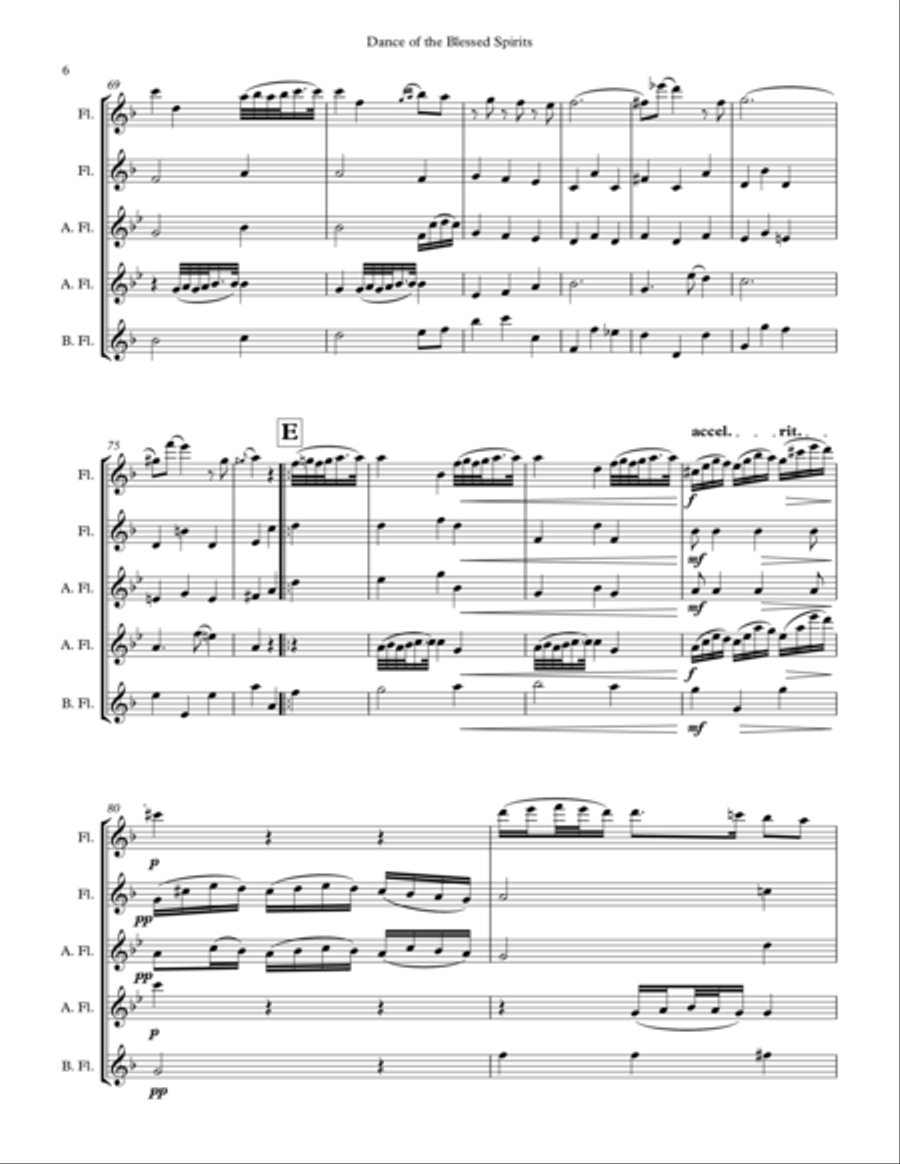 Dance of the Blessed Spirits for Flute Choir Woodwind Quintet scores gallery preview page 6