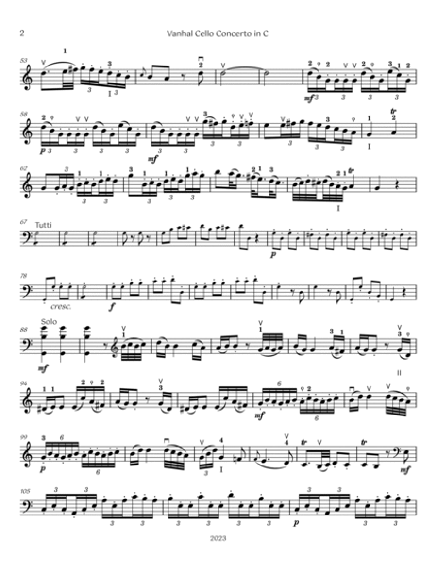 Vanhal Cello Concerto in C Major Piano scores gallery preview page 5