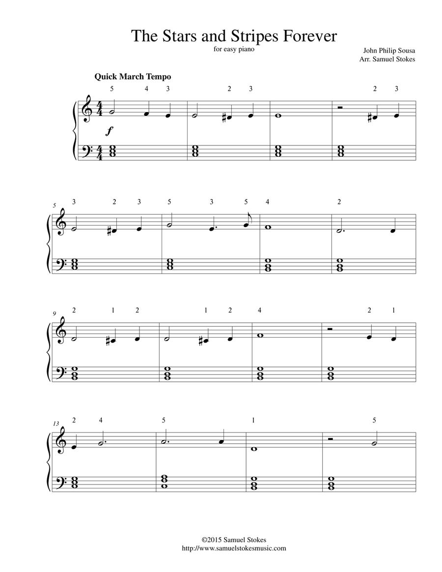 The Stars and Stripes Forever - for easy piano Easy Piano scores gallery preview page 1
