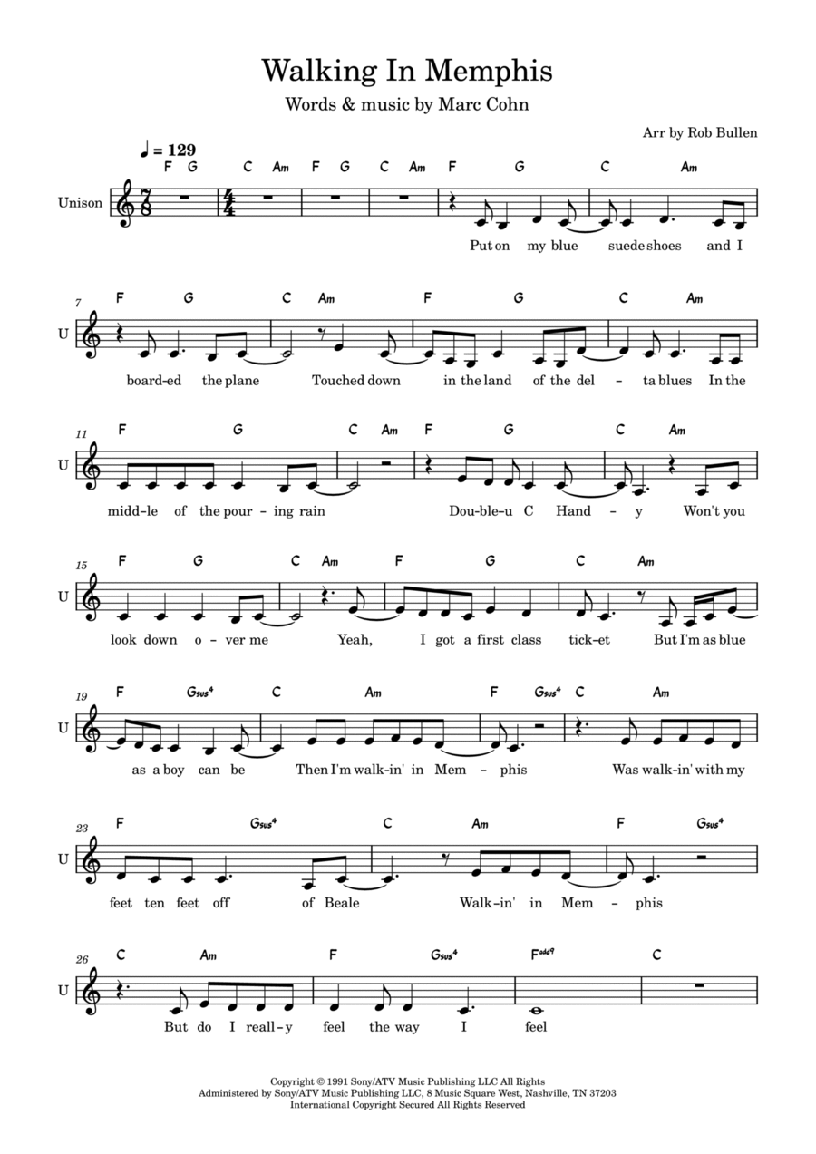 Walking In Memphis Guitar scores gallery preview page 1