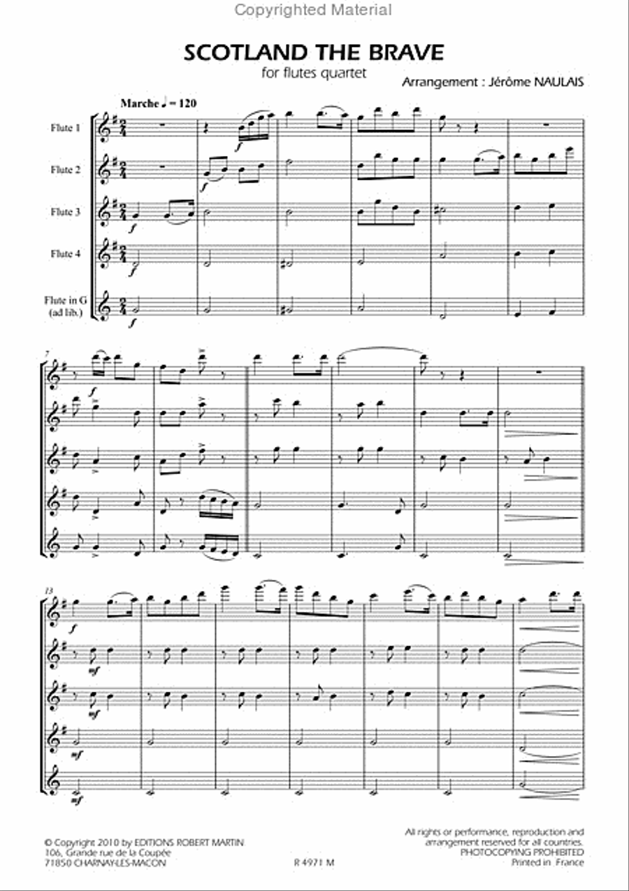 Scotland the brave, 4 flûtes Flute scores gallery preview page 2