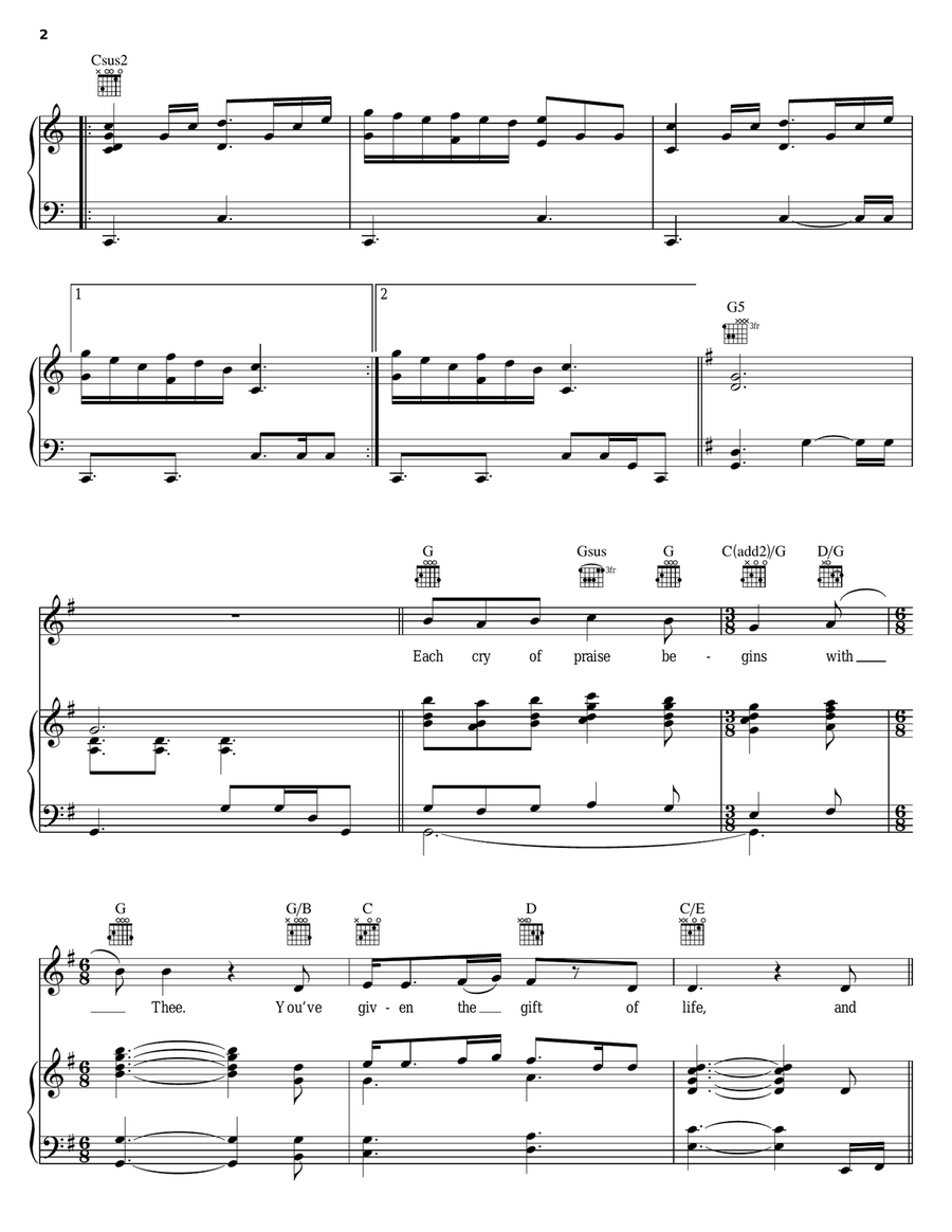Sacrifice Of Praise Sacrifice Of Praise Piano, Vocal, Guitar scores gallery preview page 2