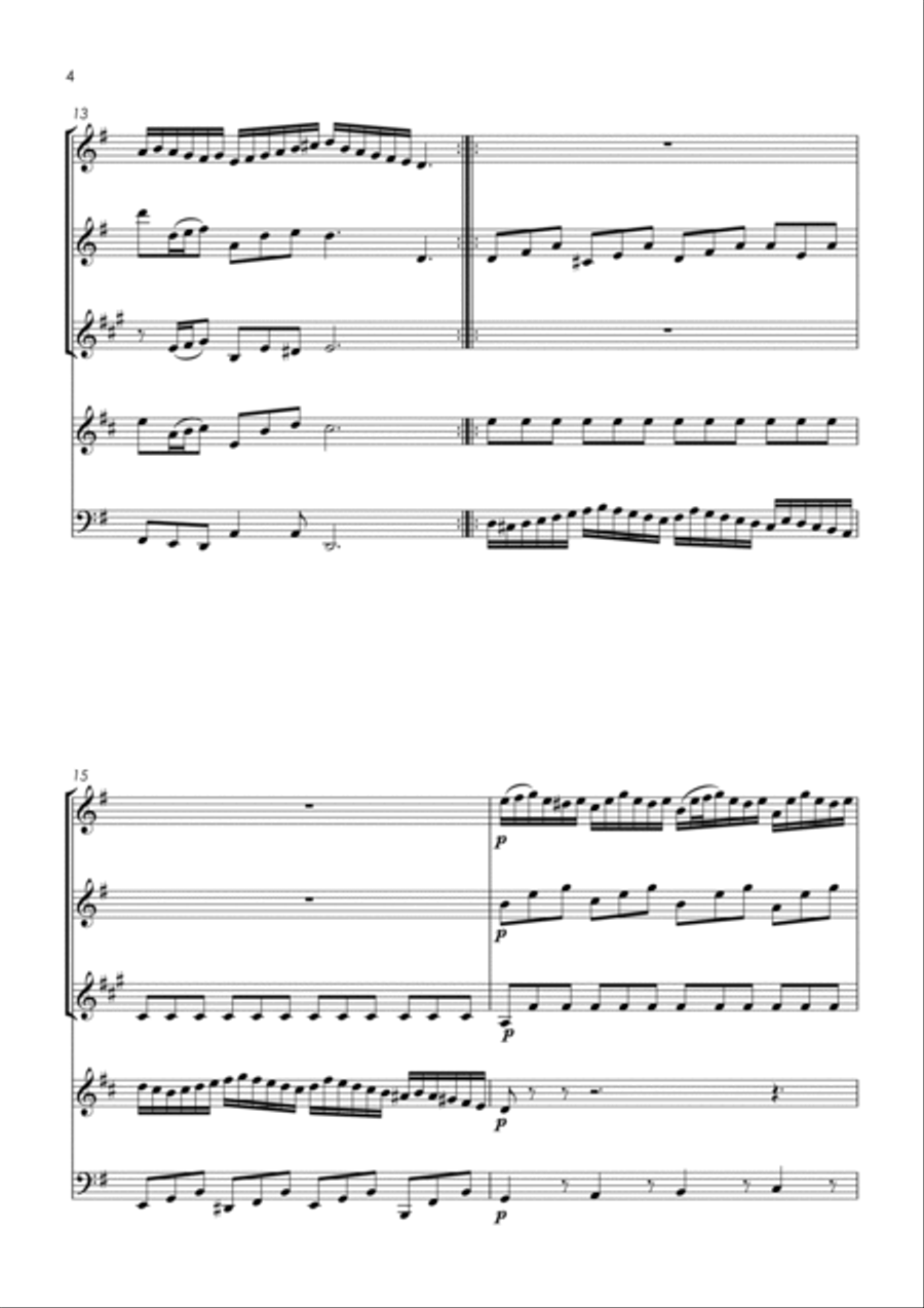 Brandenburg Concerto No.3, 2nd & 3rd movements - wind quintet Woodwind Quintet scores gallery preview page 6