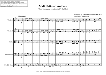 Mali National Anthem for String Orchestra (MFAO World National Anthem Series) image number null